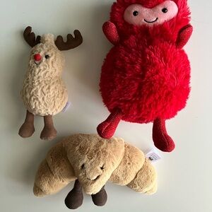 Jellycat Red and Tan Stuffed Animal Set